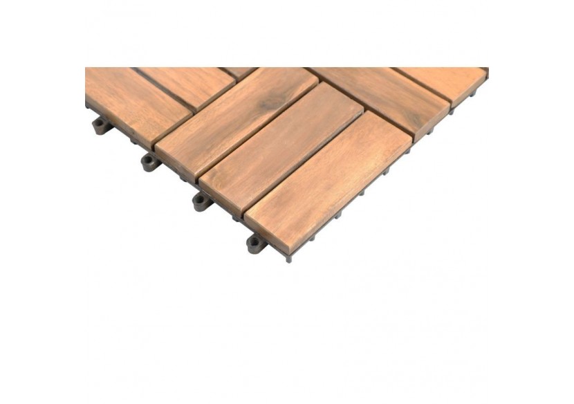 Lot de 33 dalles bois d'acacia 30x30 cm format mosaïque