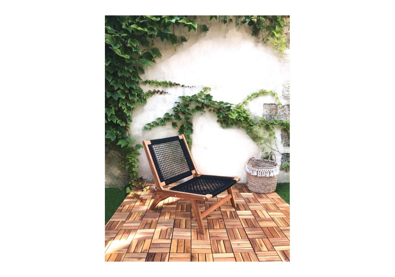 Lot de 33 dalles bois d'acacia 30x30 cm format mosaïque