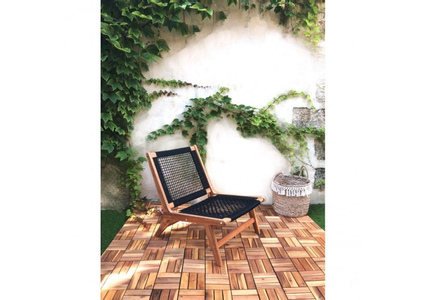 Lot de 33 dalles bois d'acacia 30x30 cm format mosaïque