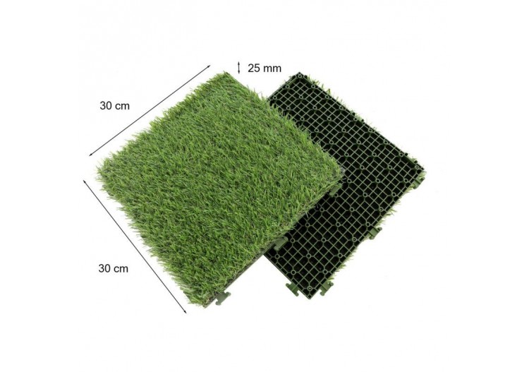 Lot de 10 dalles de gazon 30x30 cm vert