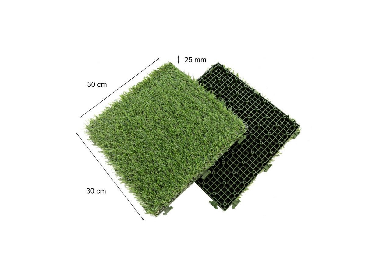 Lot de 10 dalles de gazon 30x30 cm vert