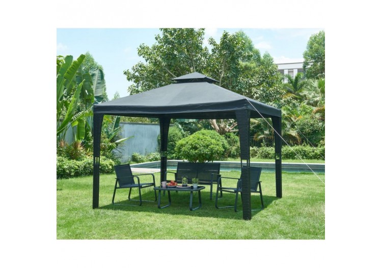 Tonnelle de jardin LILAS coloris noir 2