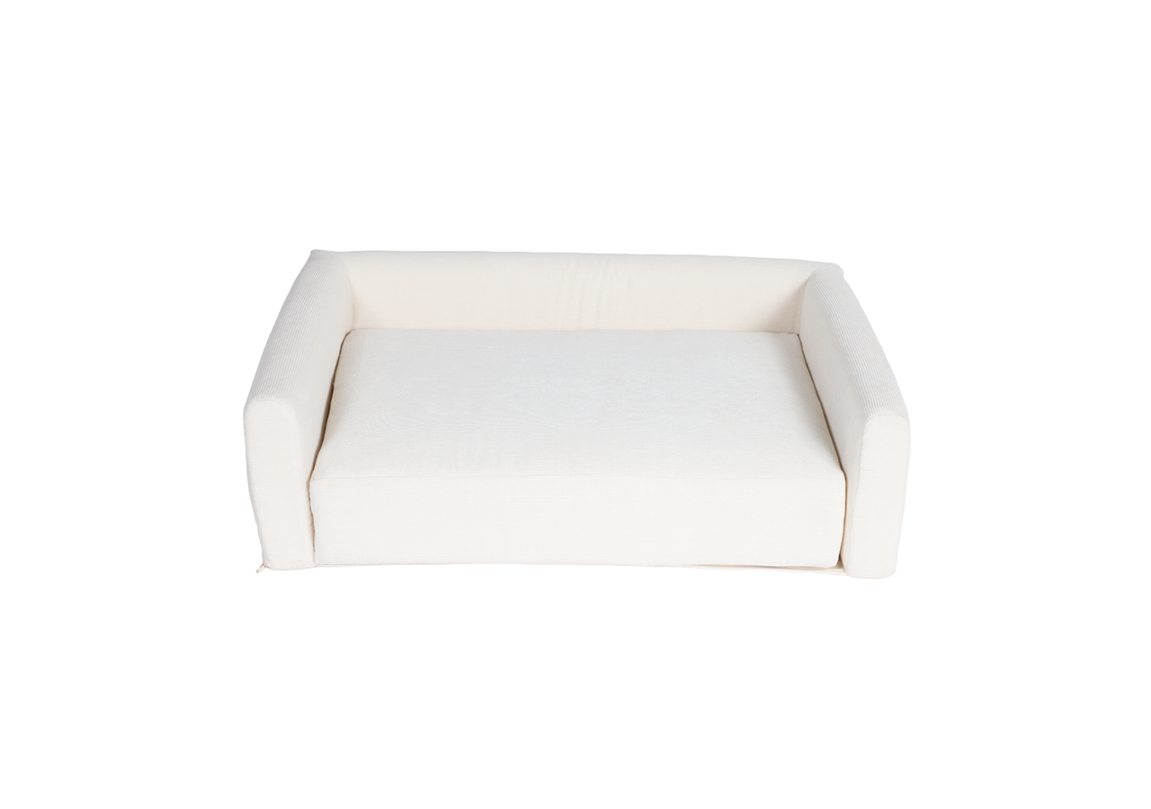 Panier pour chien LEONARD en tissu velours côtelé beige taille L