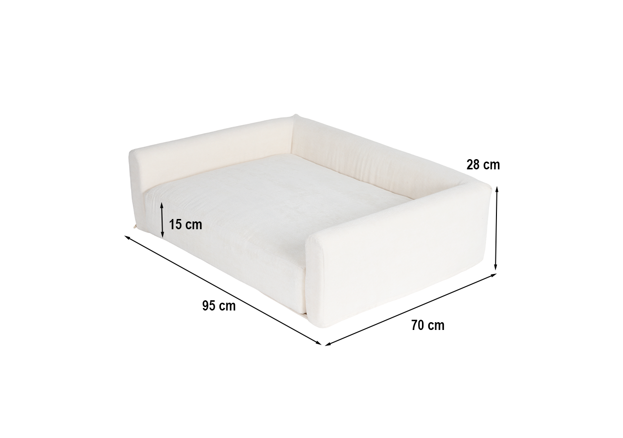 Panier pour chien LEONARD en tissu velours côtelé beige taille L