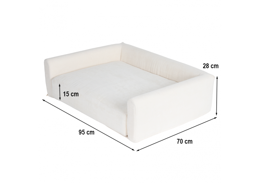 Panier pour chien LEONARD en tissu velours côtelé beige taille L