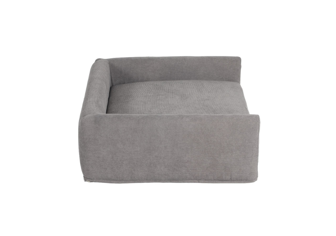 Panier pour chien LEONARD en tissu velours côtelé gris taille L