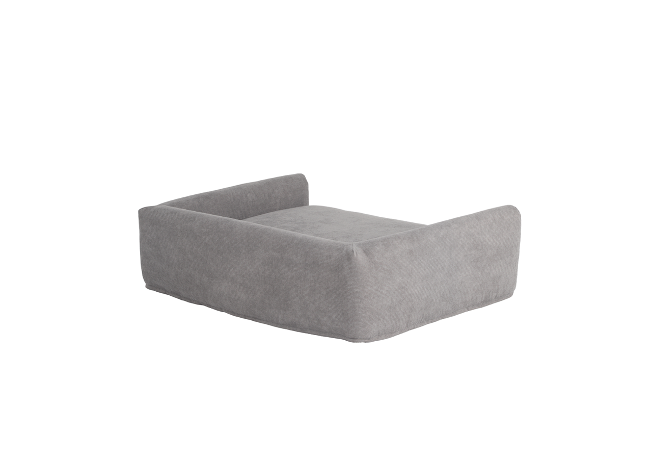 Panier pour chien LEONARD en tissu velours côtelé gris taille L