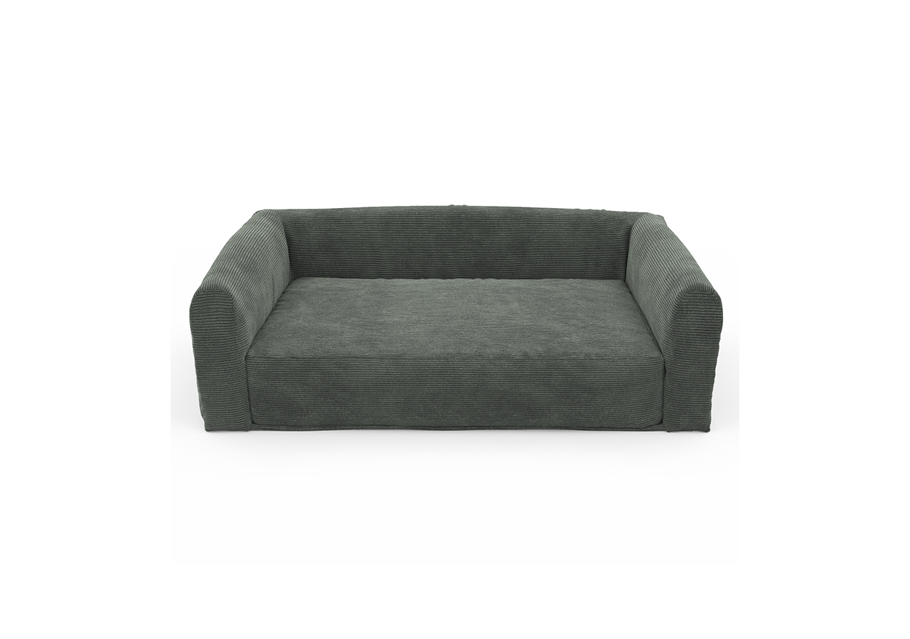 Panier pour chien LEONARD en tissu velours côtelé vert taille L