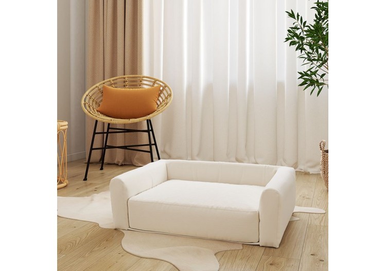 Panier pour chien LEONARD en tissu velours côtelé beige taille M 2