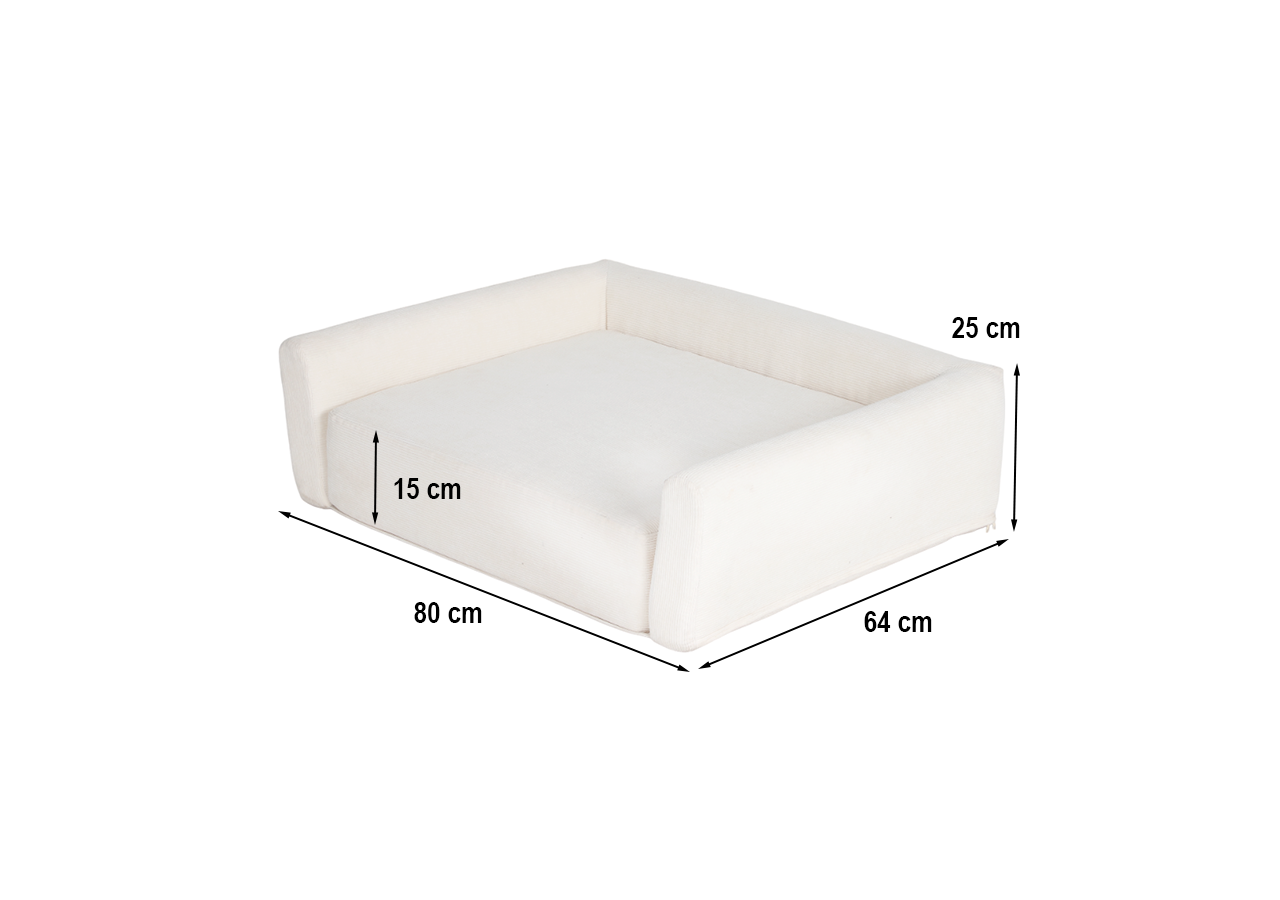 Panier pour chien LEONARD en tissu velours côtelé beige taille M