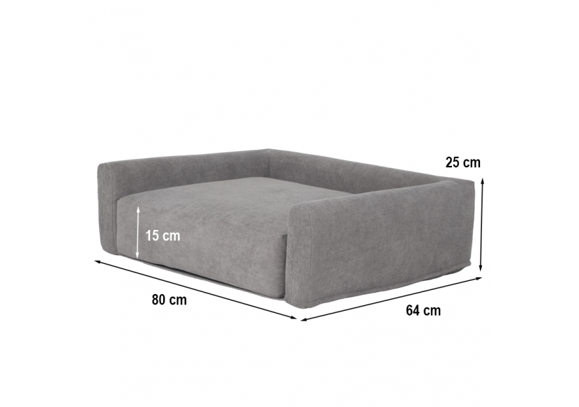 Panier pour chien LEONARD en tissu velours côtelé gris taille M