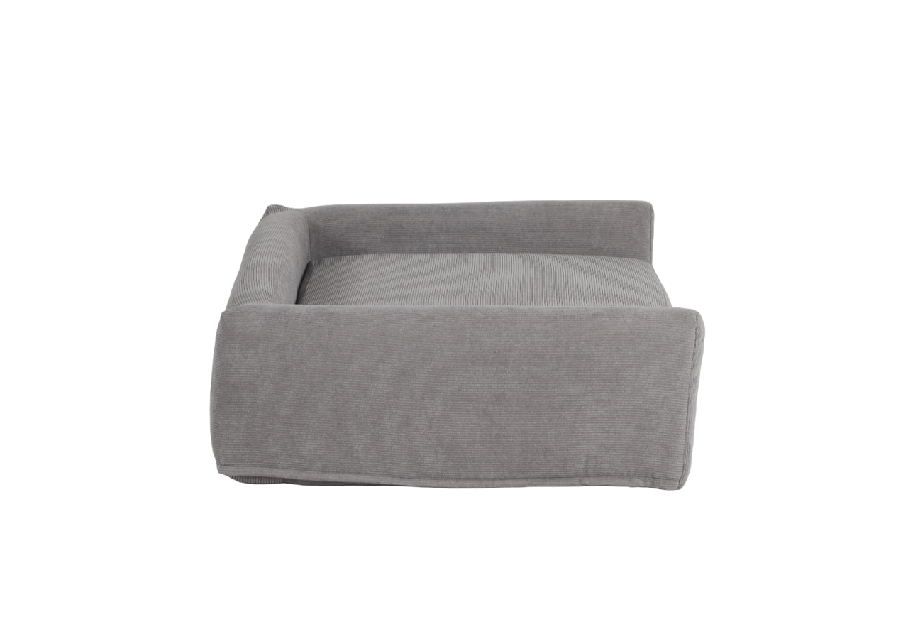 Panier pour chien LEONARD en tissu velours côtelé gris taille M