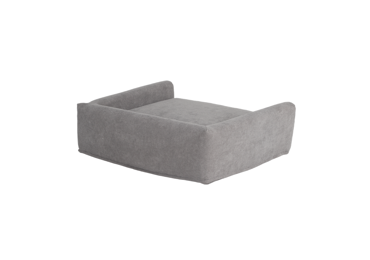 Panier pour chien LEONARD en tissu velours côtelé gris taille M