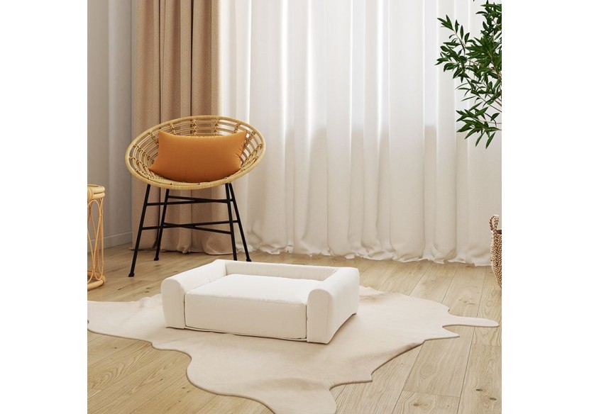 Panier pour chien LEONARD en tissu velours côtelé beige taille S