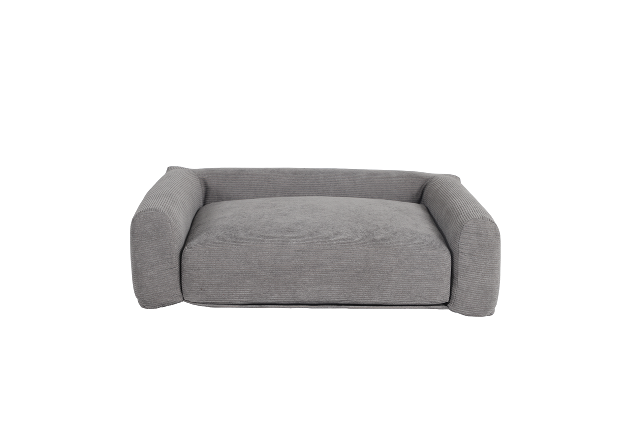 Panier pour chien LEONARD en tissu velours côtelé gris taille S