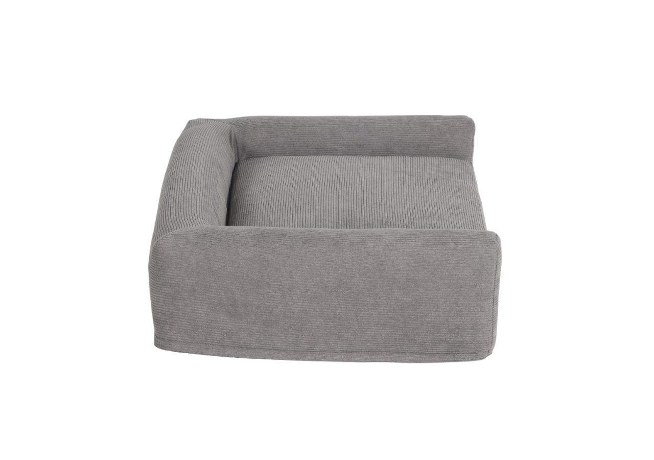 Panier pour chien LEONARD en tissu velours côtelé gris taille S