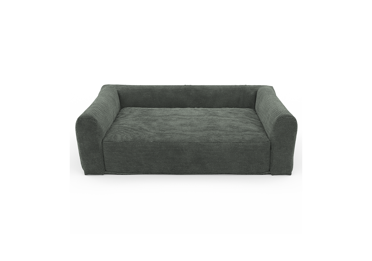 Panier pour chien LEONARD en tissu velours côtelé vert taille S