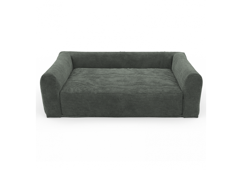 Panier pour chien LEONARD en tissu velours côtelé vert taille S