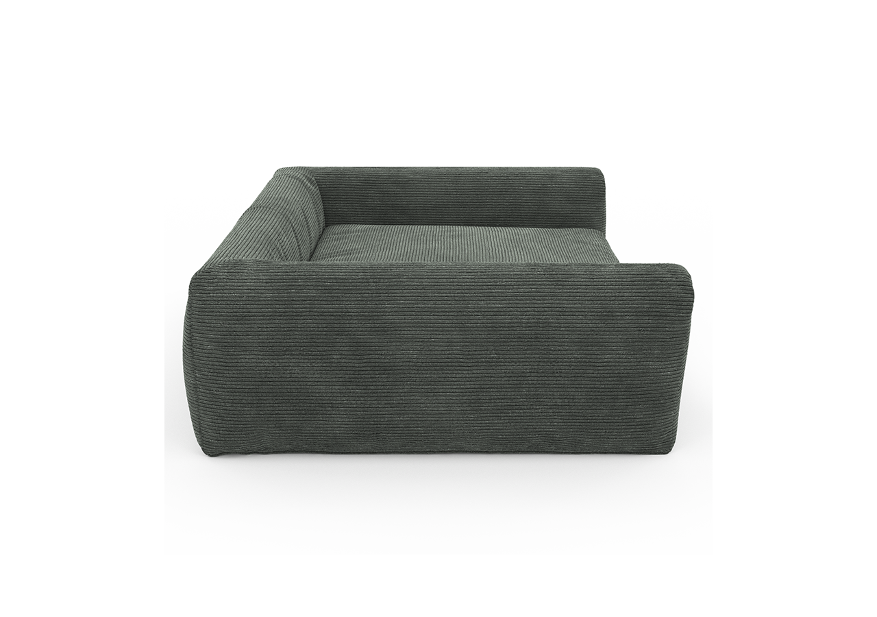 Panier pour chien LEONARD en tissu velours côtelé vert taille S