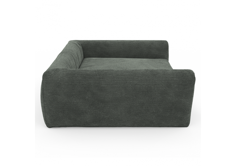 Panier pour chien LEONARD en tissu velours côtelé vert taille S