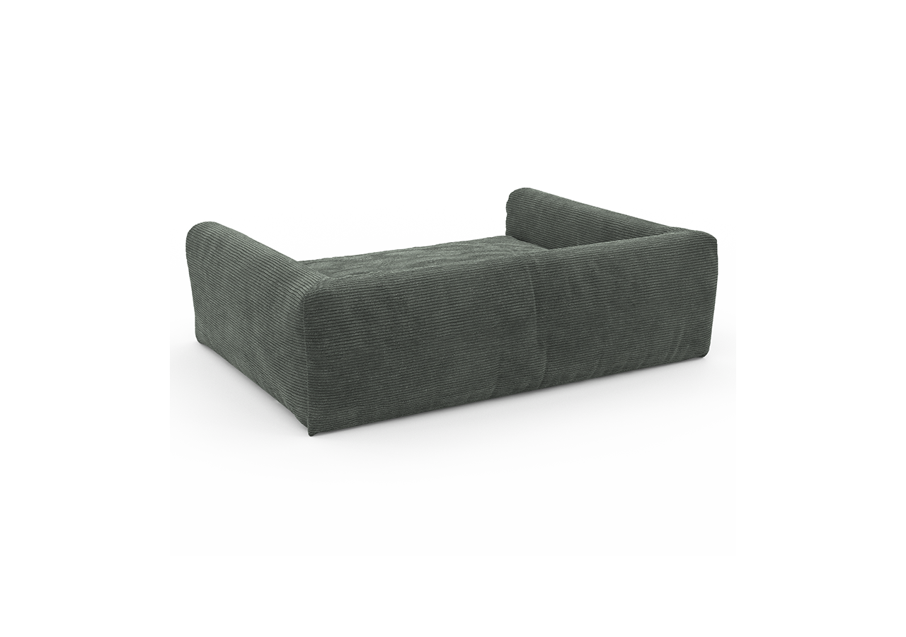 Panier pour chien LEONARD en tissu velours côtelé vert taille S