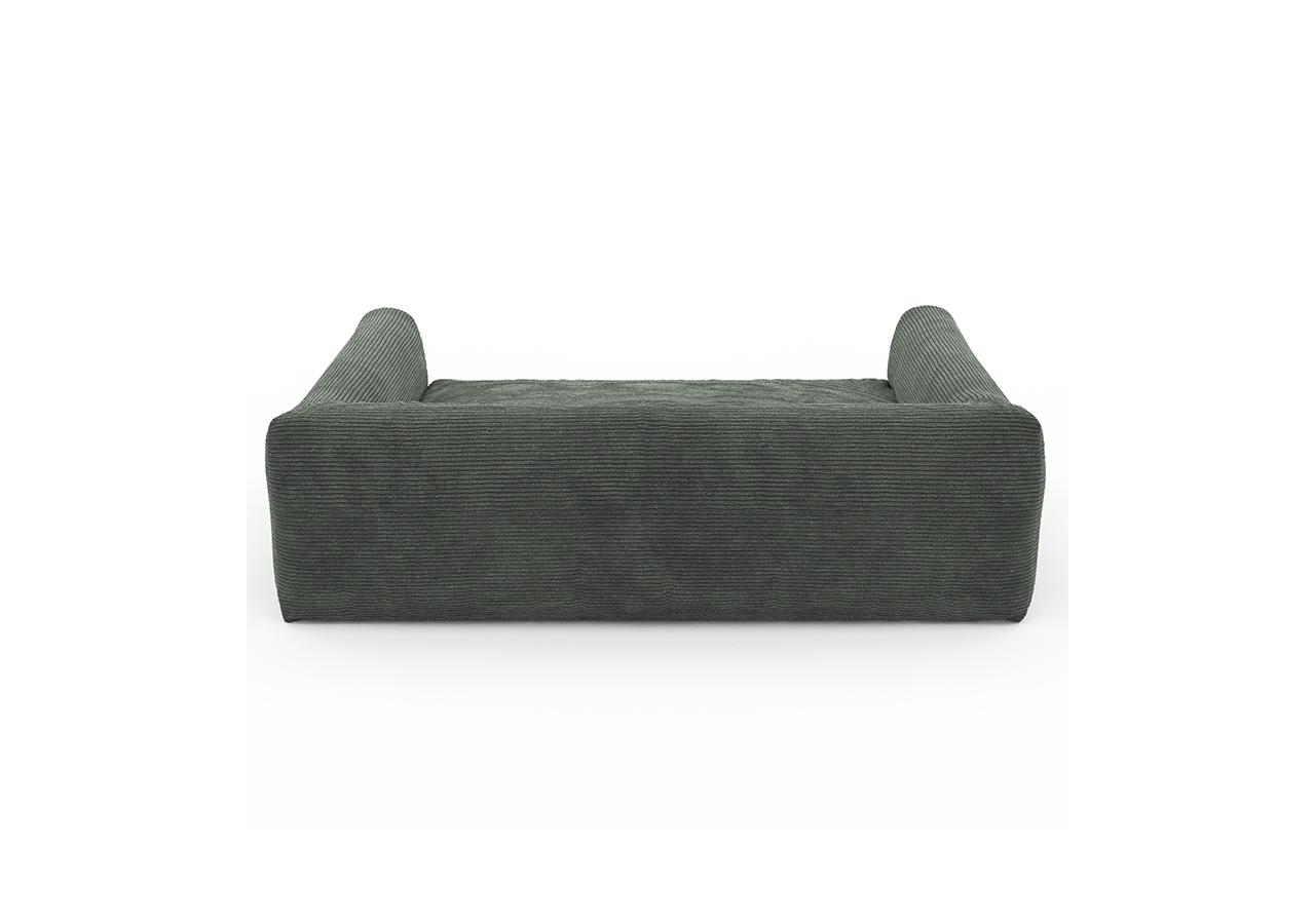 Panier pour chien LEONARD en tissu velours côtelé vert taille S