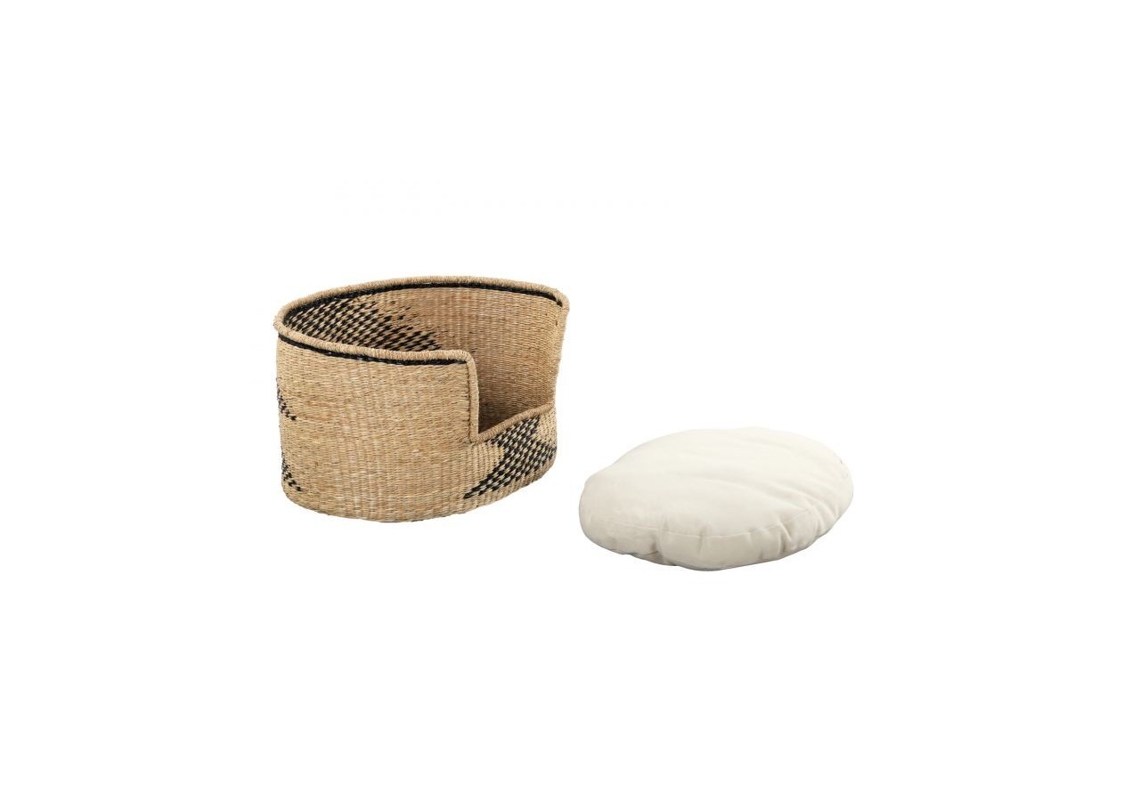 Panier ovale APOLLON pour chien et chat en jonc de mer coussin écru