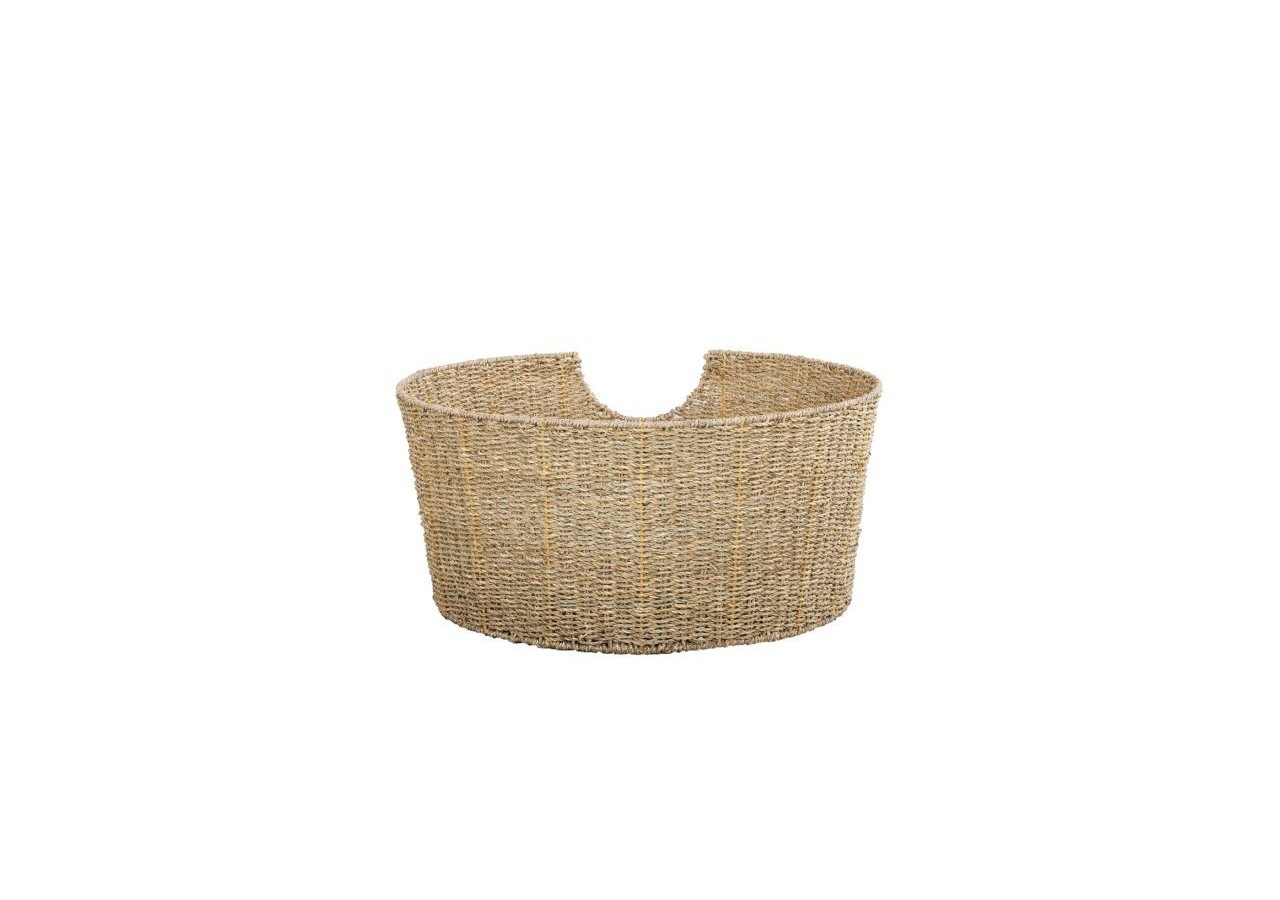 Panier rond ATHENA pour chien et chat en jonc de mer coussin écru