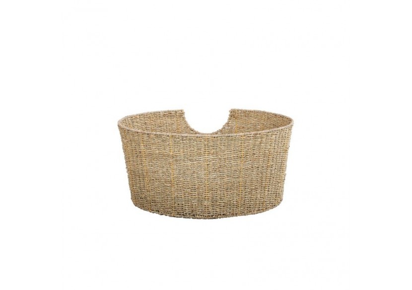 Panier rond ATHENA pour chien et chat en jonc de mer coussin écru