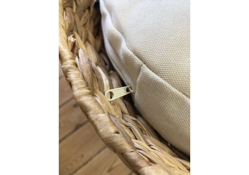 Panier rond CRONOS pour chat en jonc de mer coussins écru