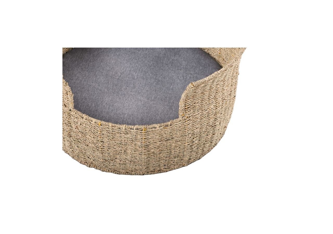 Panier rond EOS pour chien et chat en jonc de mer coussin gris