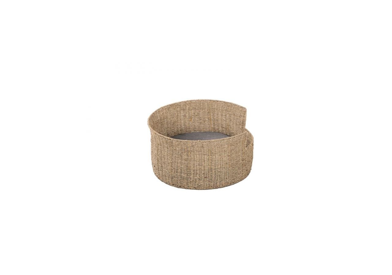 Panier rond EOS pour chien et chat en jonc de mer coussin gris