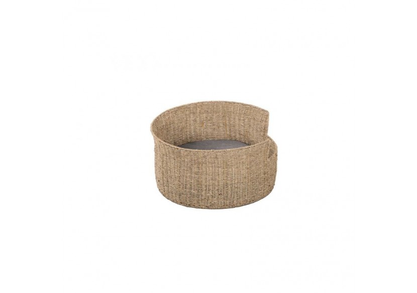 Panier rond EOS pour chien et chat en jonc de mer coussin gris