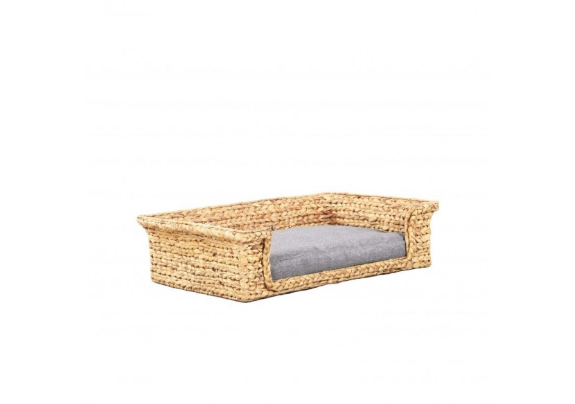 Panier rectangulaire GAIA pour chien et chat en jacinthe d'eau coloris gris