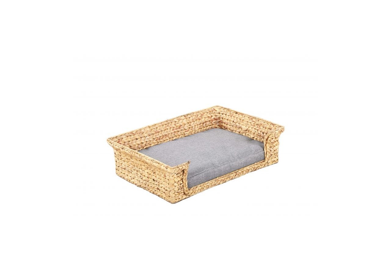 Panier rectangulaire GAIA pour chien et chat en jacinthe d'eau coloris gris