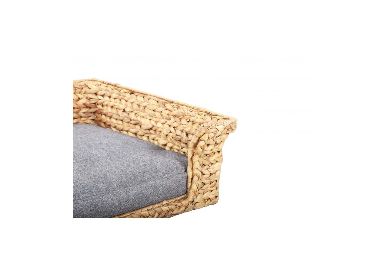 Panier rectangulaire GAIA pour chien et chat en jacinthe d'eau coloris gris