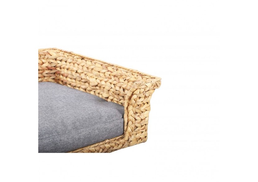 Panier rectangulaire GAIA pour chien et chat en jacinthe d'eau coloris gris