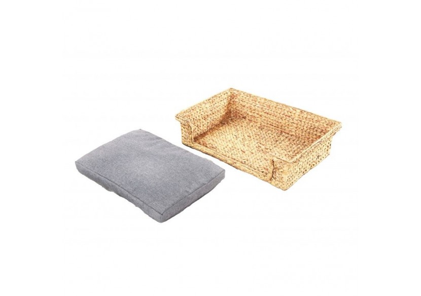 Panier rectangulaire GAIA pour chien et chat en jacinthe d'eau coloris gris