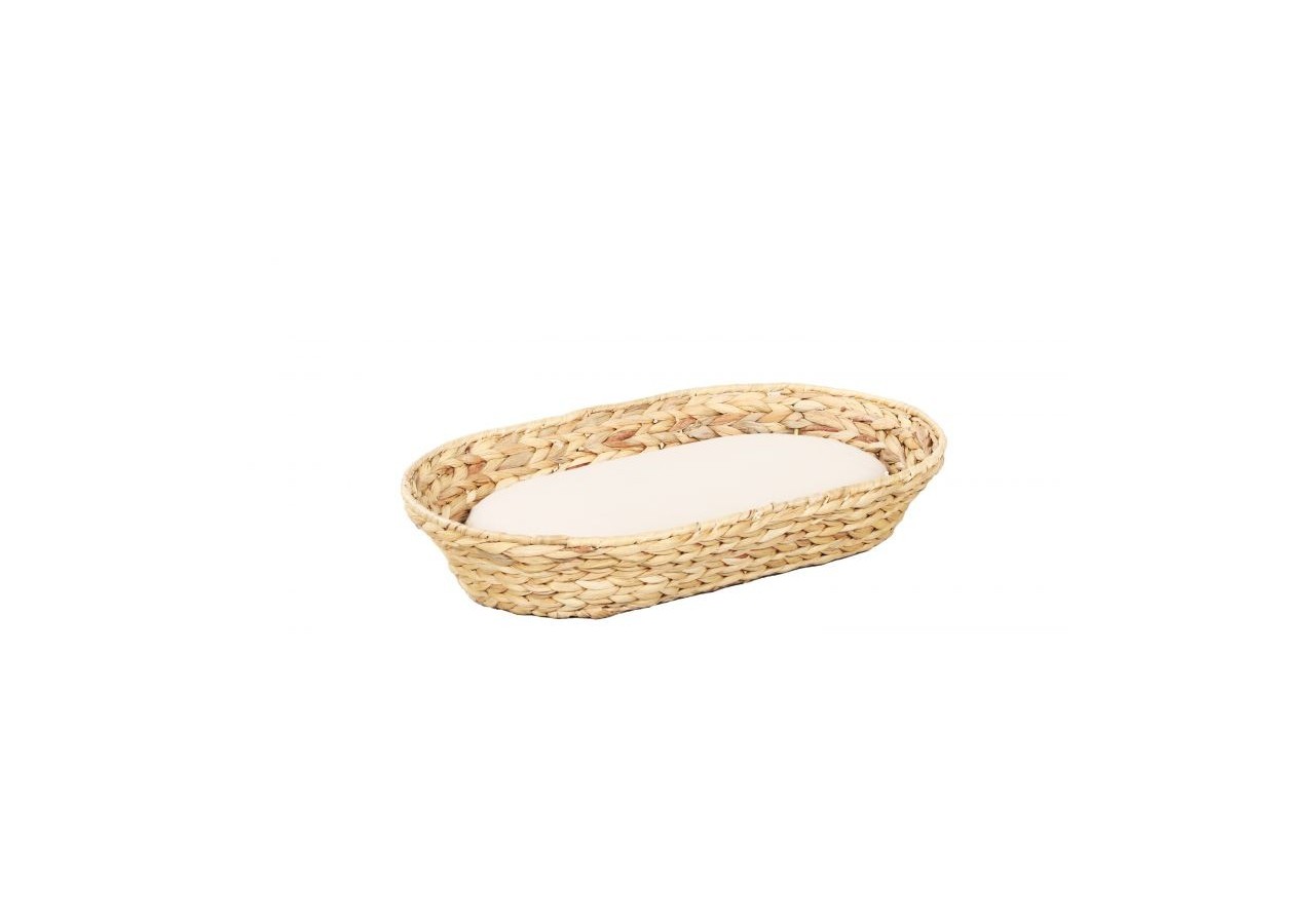 Panier ovale HELIOS pour chien et chat en jacinthe d'eau coussin écru