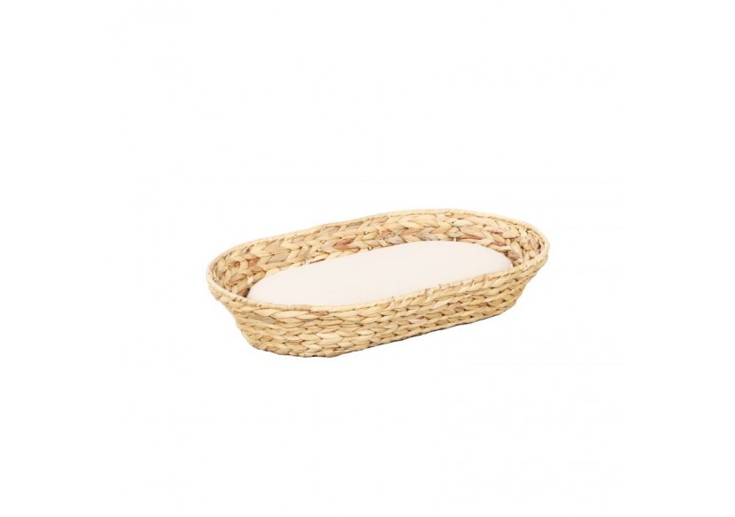 Panier ovale HELIOS pour chien et chat en jacinthe d'eau coussin écru