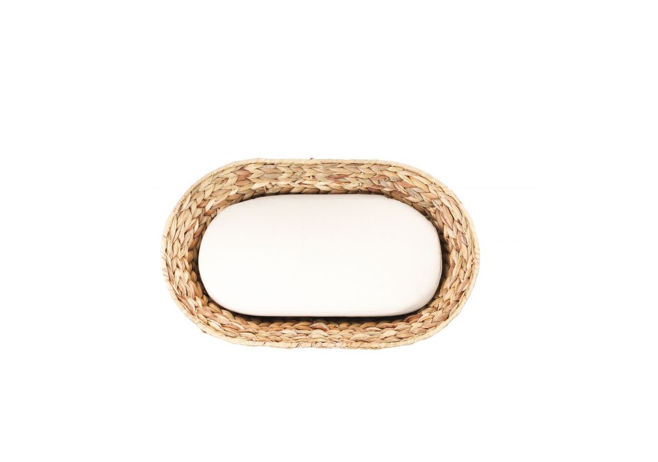 Panier ovale HELIOS pour chien et chat en jacinthe d'eau coussin écru