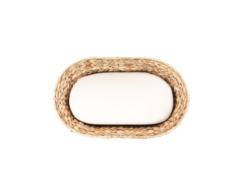 Panier ovale HELIOS pour chien et chat en jacinthe d'eau coussin écru