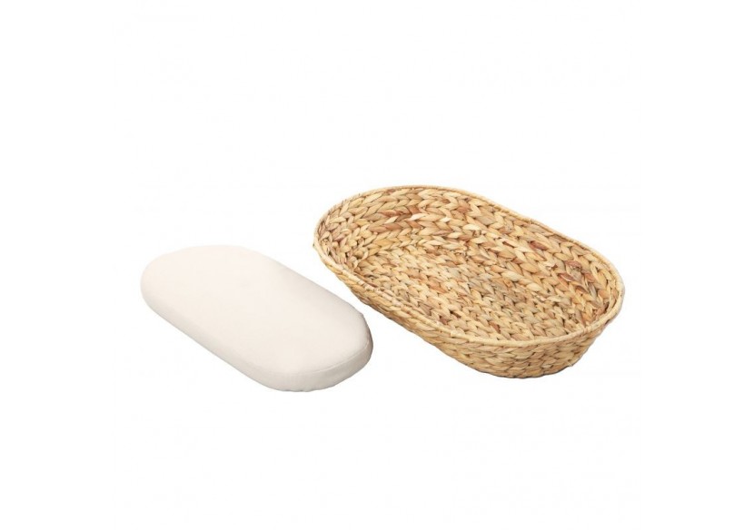 Panier ovale HELIOS pour chien et chat en jacinthe d'eau coussin écru
