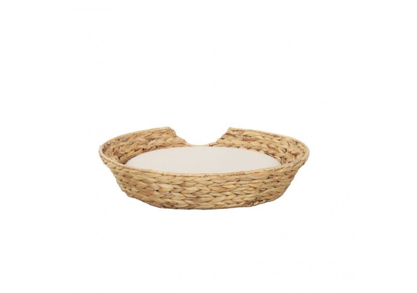 Panier rond HERA pour chien et chat en jacinthe d'eau coussin écru