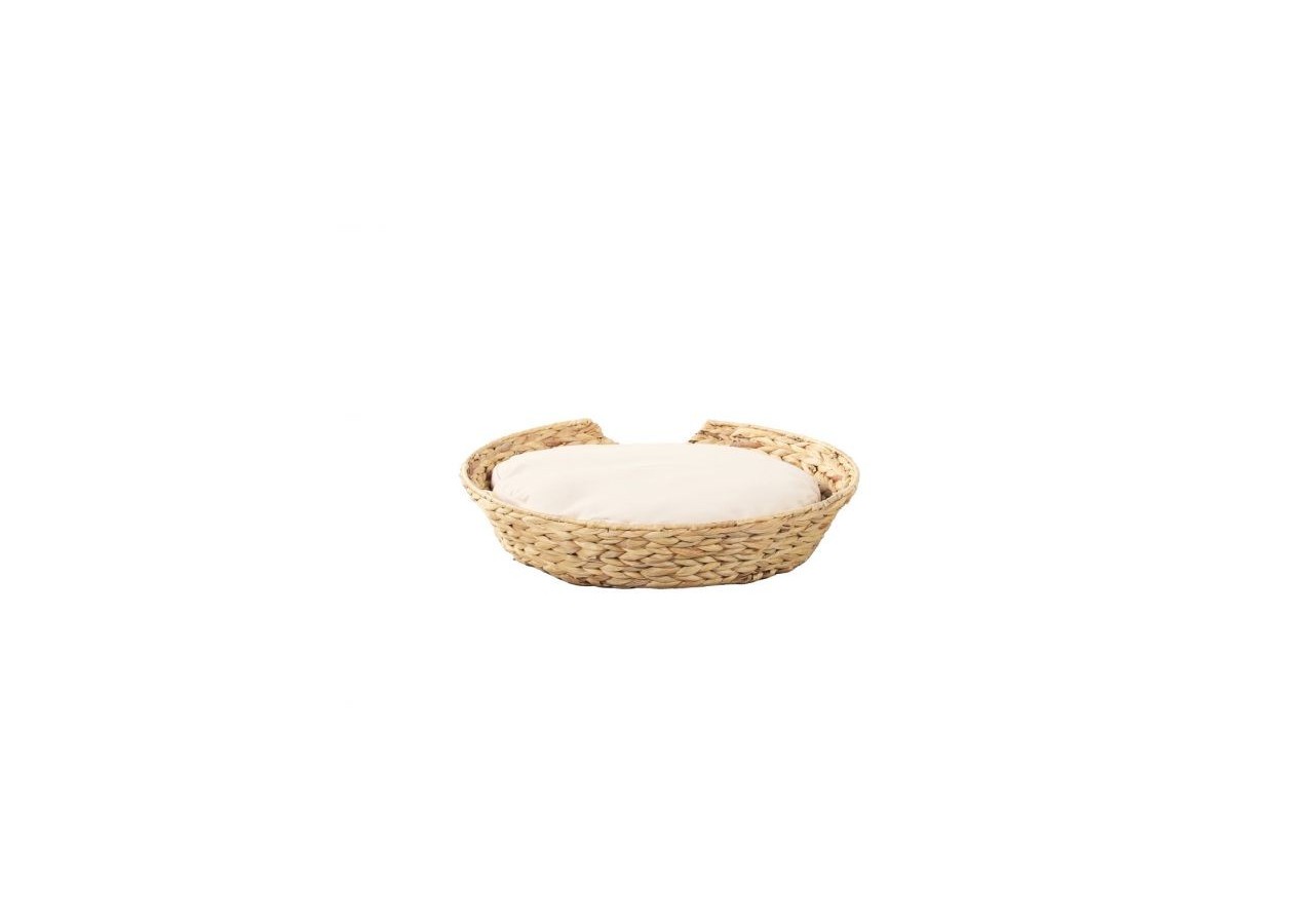 Panier rond HERA pour chien et chat en jacinthe d'eau coussin écru