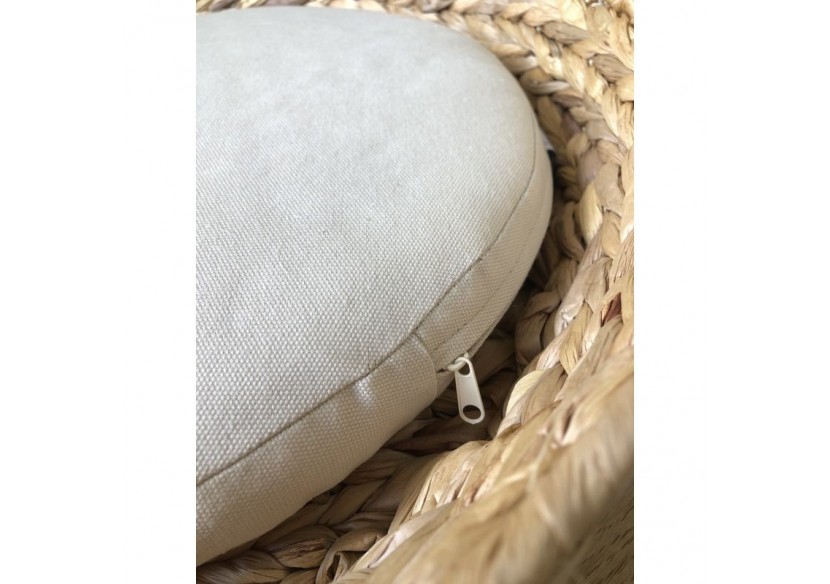 Panier rond HERA pour chien et chat en jacinthe d'eau coussin écru