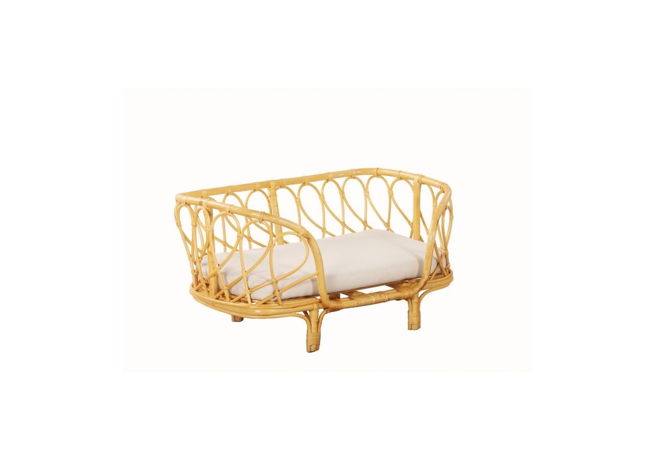 Panier rectangulaire MAIA pour chien et chat en rotin coloris écru