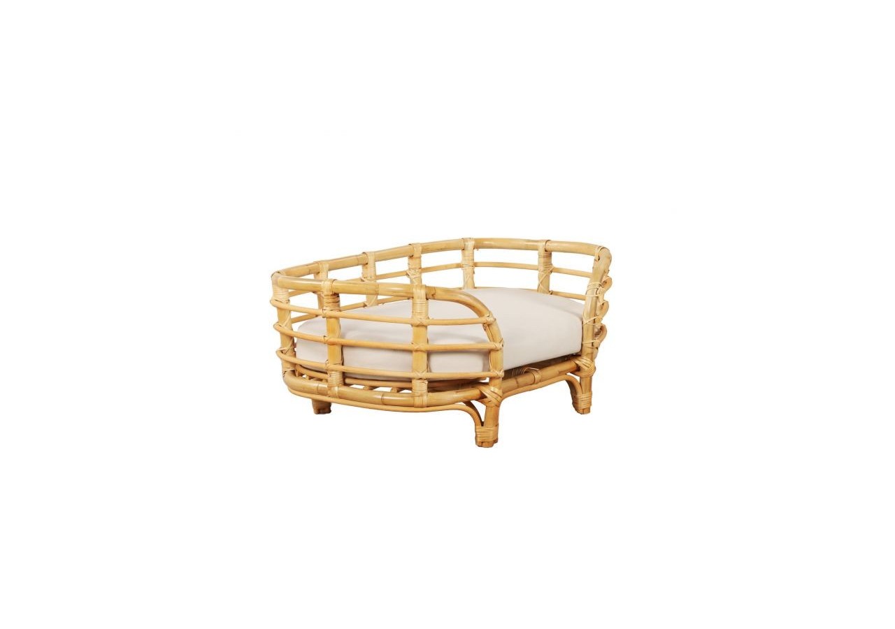 Panier ovale THEMIS pour chien et chat en rotin coussin écru