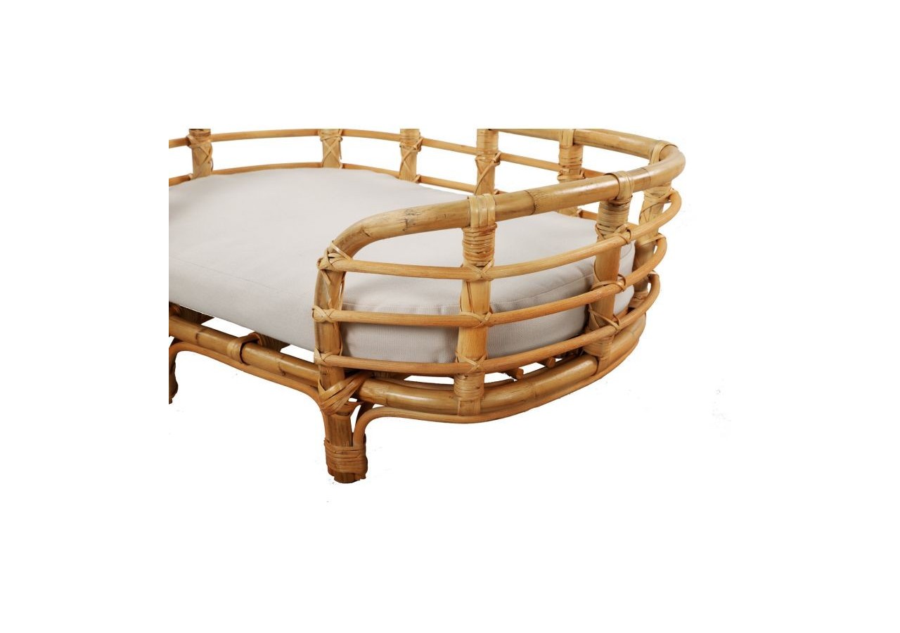 Panier ovale THEMIS pour chien et chat en rotin coussin écru