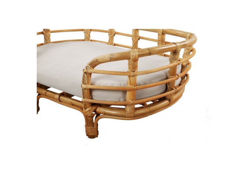 Panier ovale THEMIS pour chien et chat en rotin coussin écru